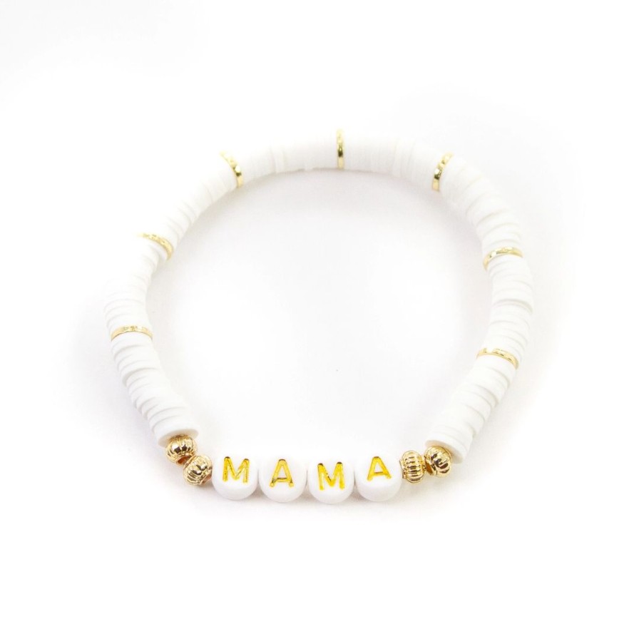 Women * | J+J Bracelets Mama Gold + White Bracelet