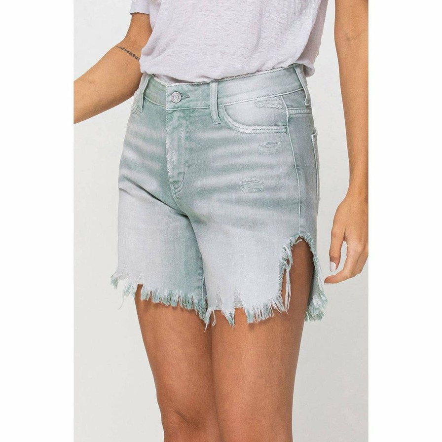 Women * | J+J Grey Green Women'S Boyfriend Shorts