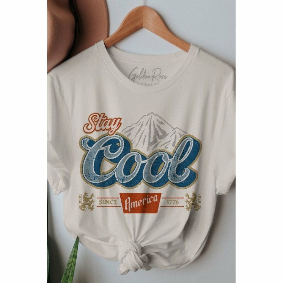 Women * | J+J Stay Cool Cream America Tee Graphic Tees