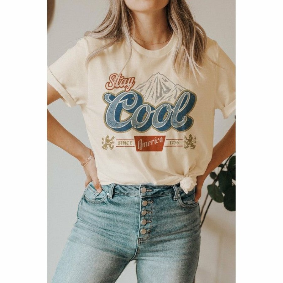 Women * | J+J Stay Cool Cream America Tee Graphic Tees