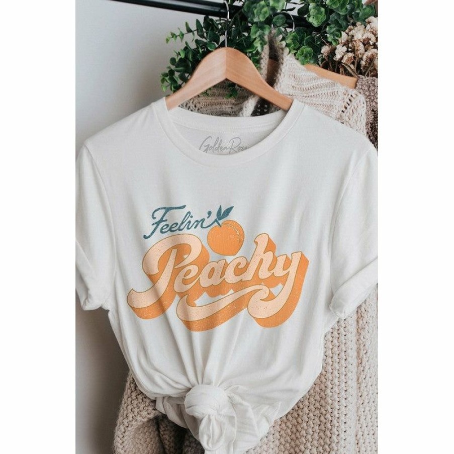 Women * | J+J Feeling Peachy White Tee Graphic Tees