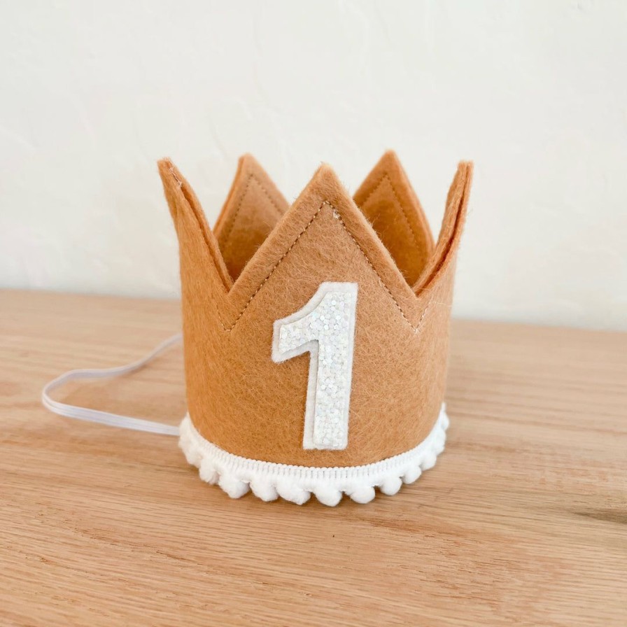 Party Time * | Cutest Little Party Party Time # 1 Toast Felt + White Pom Trim + White Crown