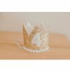 Party Time * | Cutest Little Party # 4 Gold Glitter + White Pom Trim + White Glitter Crown Party Time