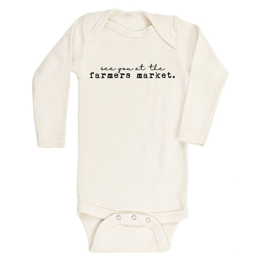 Clothing * | Tenth + Pine Bodysuits Farmers Market Black + Natural Organic Long Sleeve Onesie