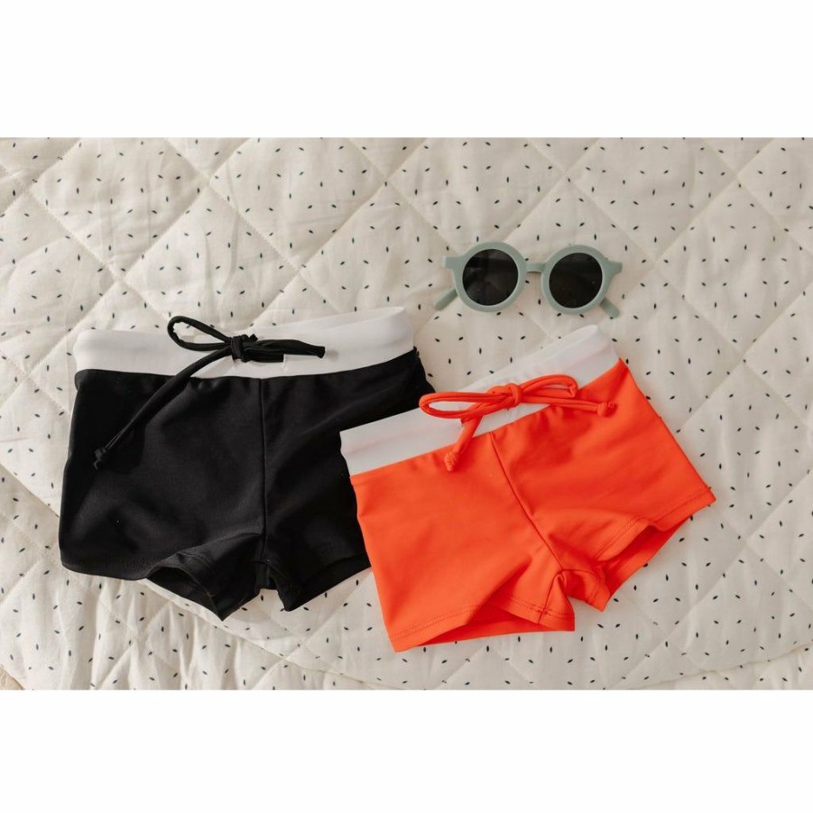 Clothing * | Joss + J Salty Orange Euro Shorts Swim Trunks