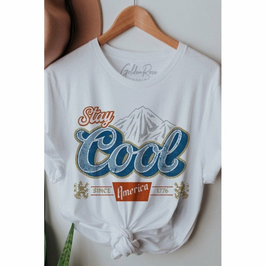 Women * | J+J Stay Cool White America Tee Graphic Tees