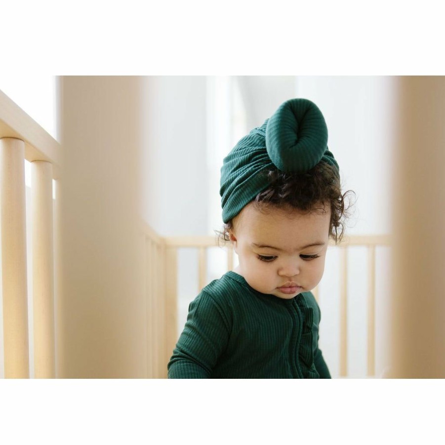 Headwear * | Joss + J Emerald Green Knotted Turban Hat Headwear