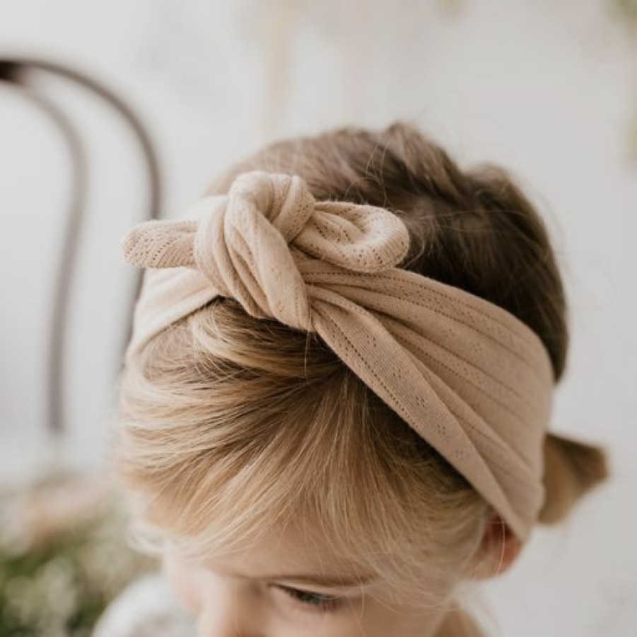 Clothing * | Jamie Kay Preemie + Newborn Chai Caramel Organic Pointelle Headband