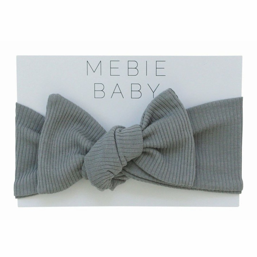 Headwear * | Mebie Baby Headwear Grey Organic Cotton Ribbed Headband