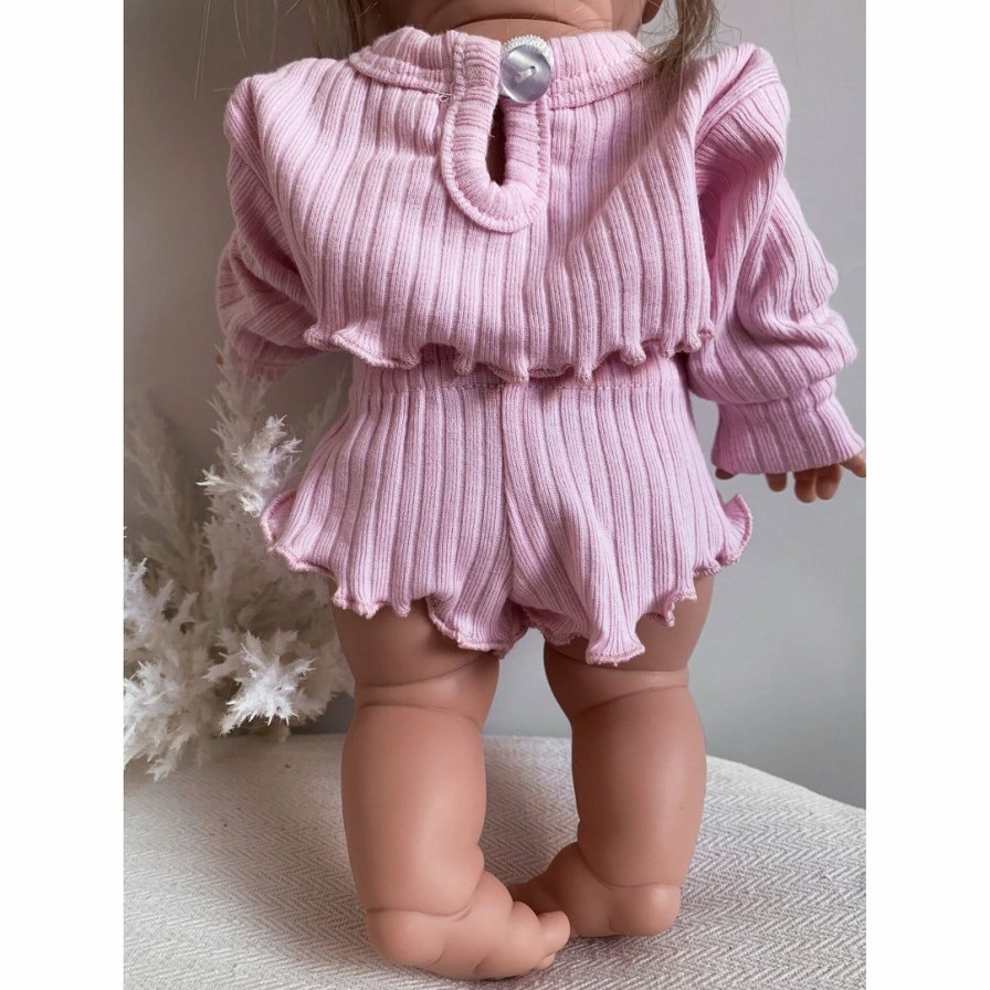 Dolls + Plushies * | Pastel Pink Ruffle Shirt + Bloomer Minikane Set Dolls + Plushies