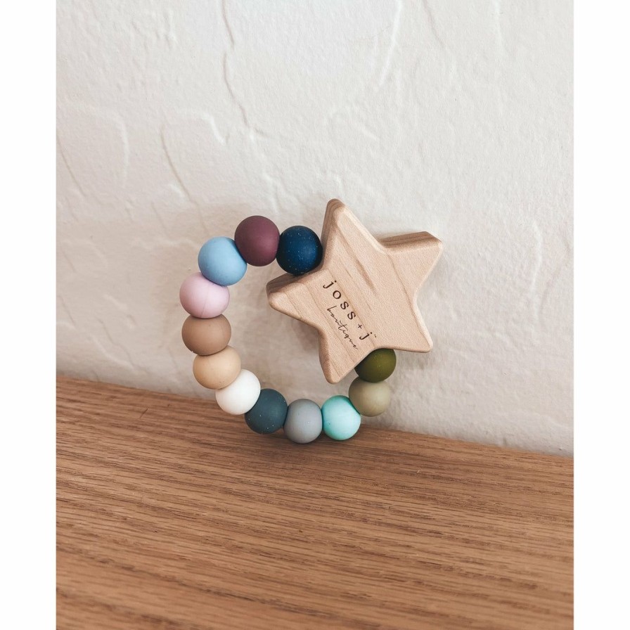 Toys * | Bannor Toys Pebble Wooden Star Silicone Teether