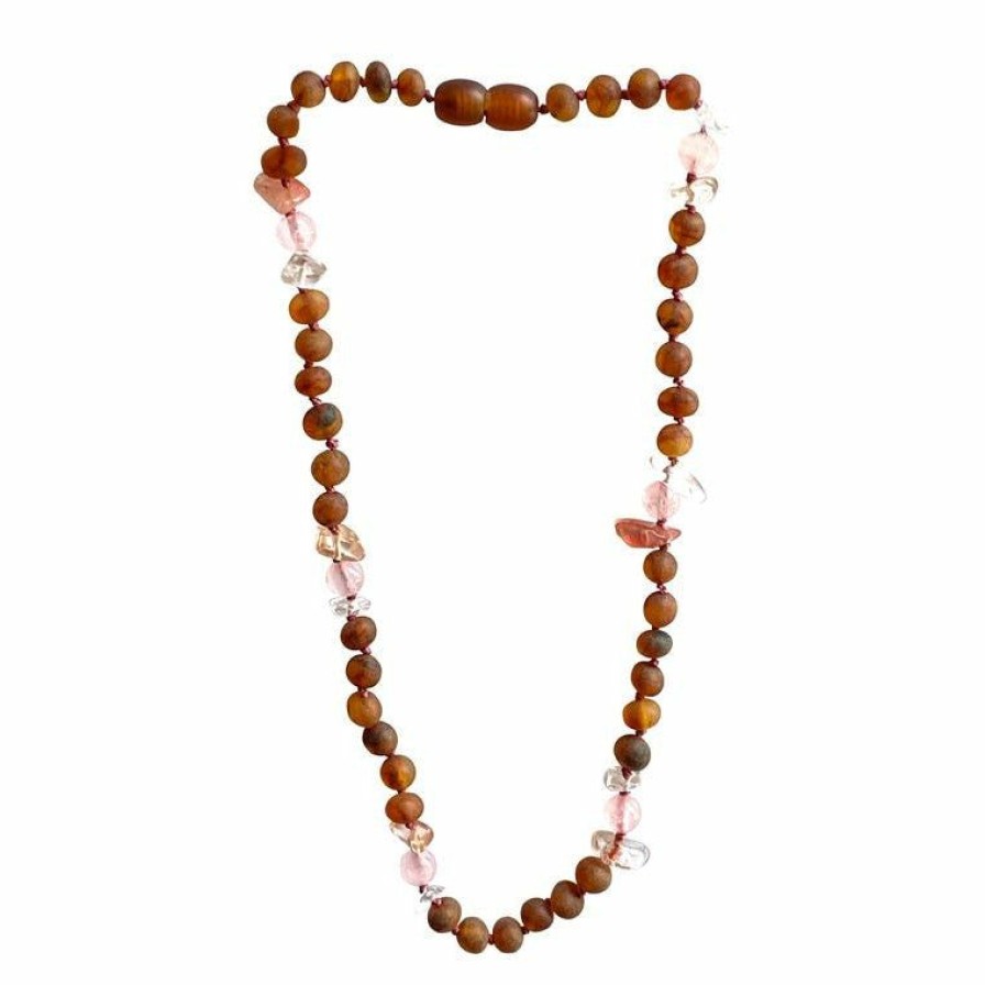 Jewelry * | Sweet Tree Amber Amber + Rose Quartz Necklace 15 Jewelry