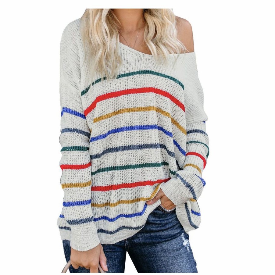 Women * | J+J Striped Knit Sweater