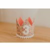 Party Time * | Cutest Little Party Party Time # 3 Mosaic Glitter + White Pom Trim/Hot Pink + White Glitter Crown