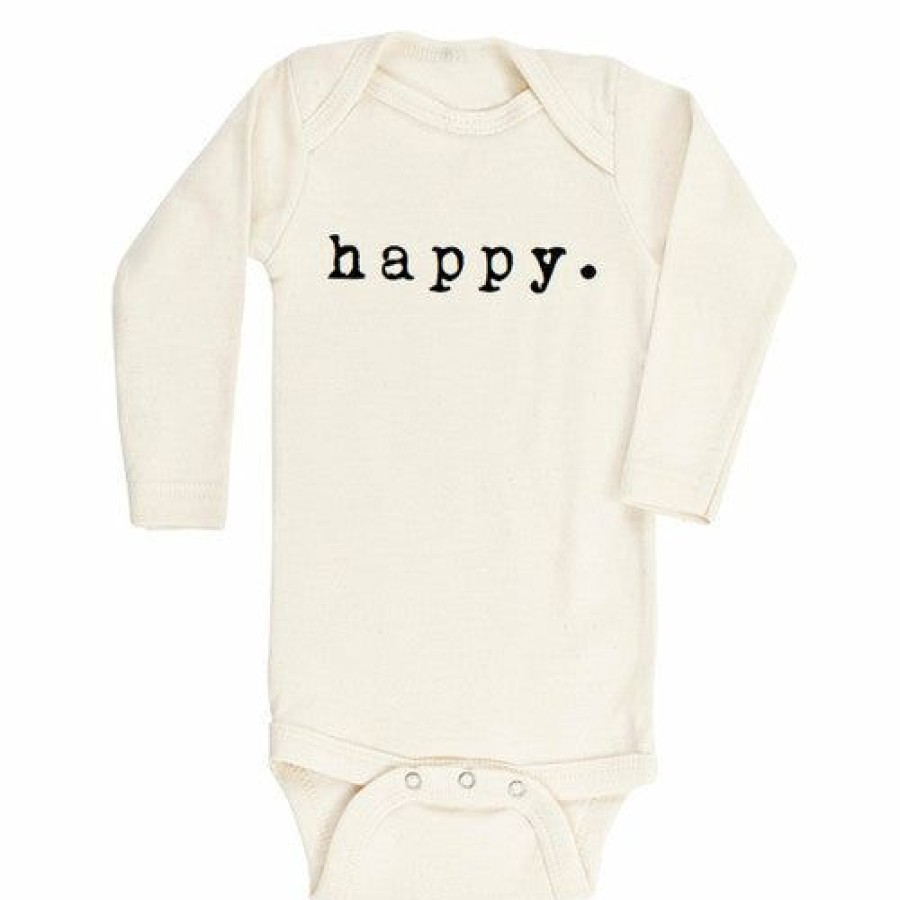 Clothing * | Tenth + Pine Happy Black + Natural Organic Long Sleeve Onesie