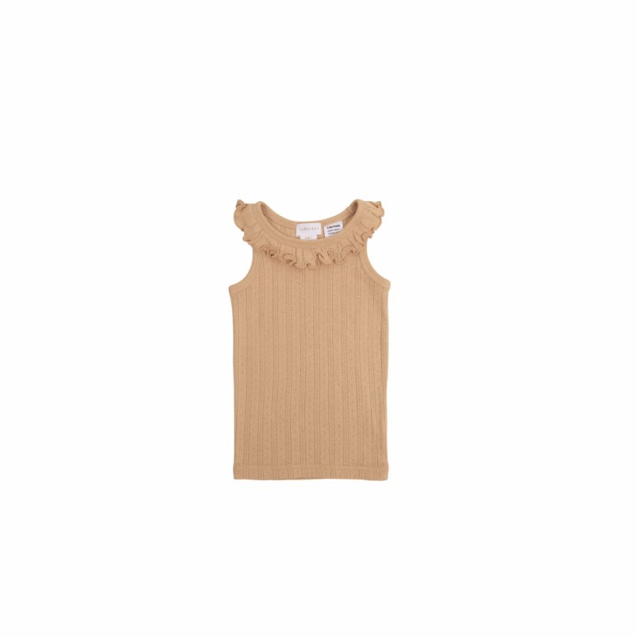 Clothing * | Jamie Kay Tops Chai Caramel Organic Cotton Pointelle Frill Singlet Top