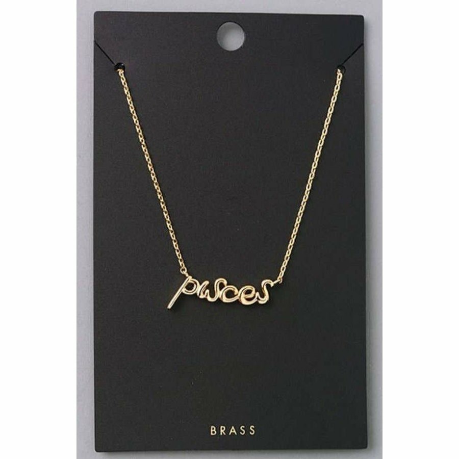 Women * | Fame Accessories Gold Pisces Zodiac Sign Necklace Necklaces