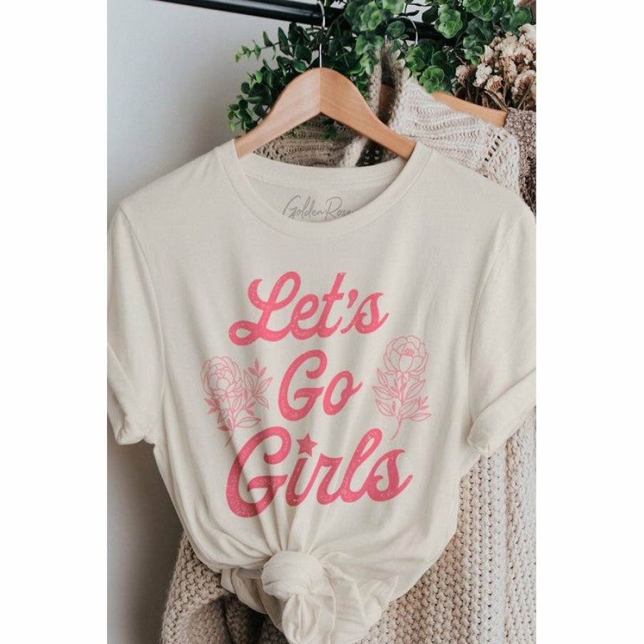 Women * | J+J Let'S Go Girls Pink Cream Tee Graphic Tees