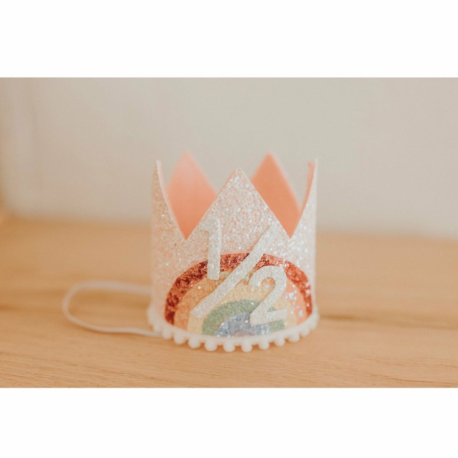 Party Time * | Cutest Little Party Party Time # 1/2 Baby Pink Glitter + Pastel Rainbow + White Glitter Crown