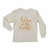 Clothing * | House Of Luna Believe In The Magic Long Sleeve Natural Organic Tee Graphic Tees