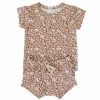 Clothing * | Mebie Baby Mustard Floral Shorts Organic Cotton Set Two-Piece Sets