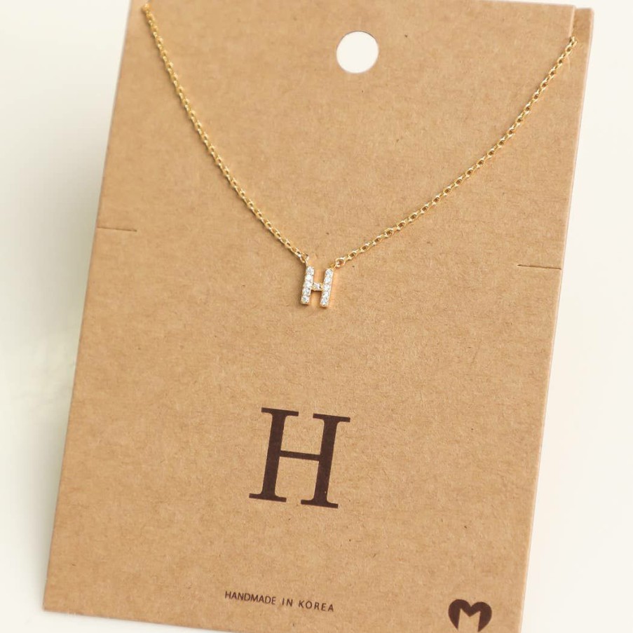 Women * | Fame Accessories Necklaces Mini Initial H Necklace