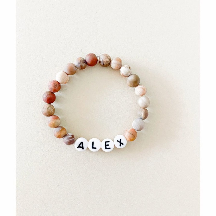 Women * | Little Lunds Co Jewelry Custom Name Gender Neutral Stone Bracelet