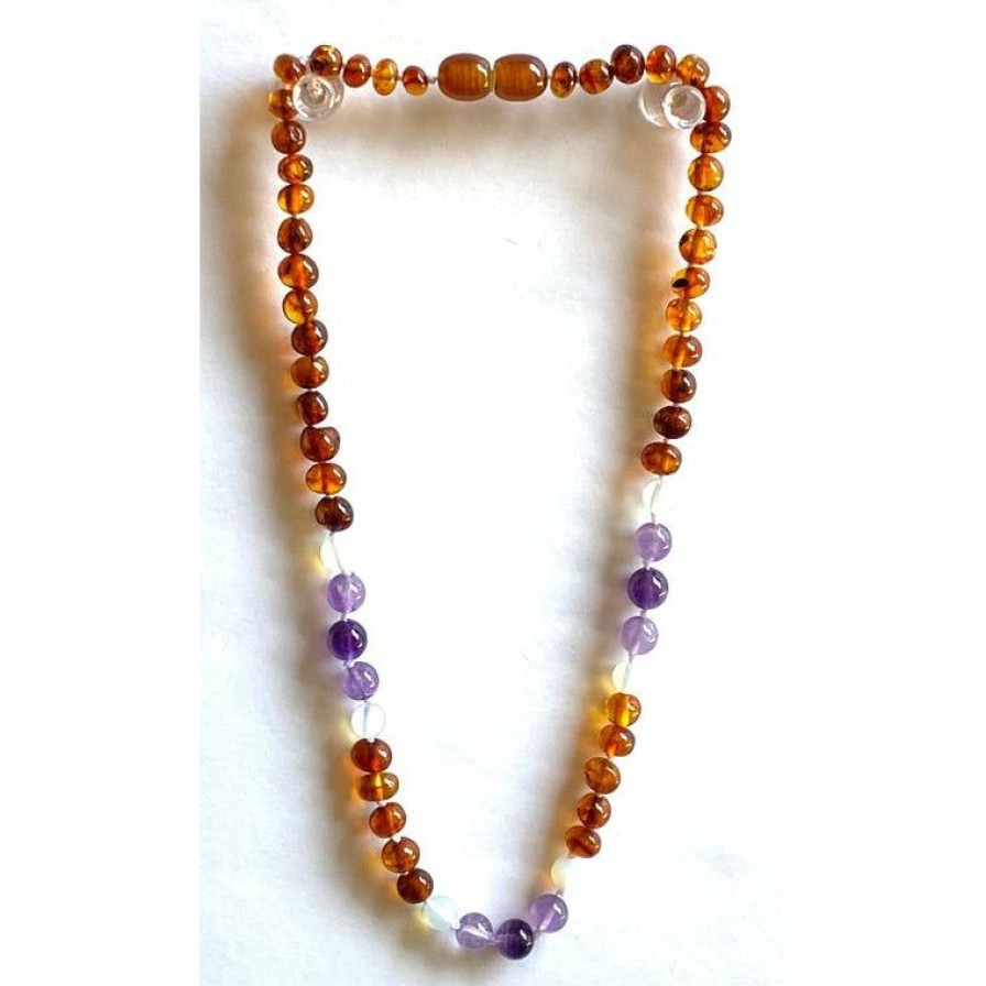 Jewelry * | Sweet Tree Amber Amber + Amethyst + Opalite Necklace 15