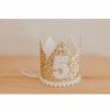 Party Time * | Cutest Little Party Party Time # 5 Gold Glitter + White Pom Trim + White Glitter Crown