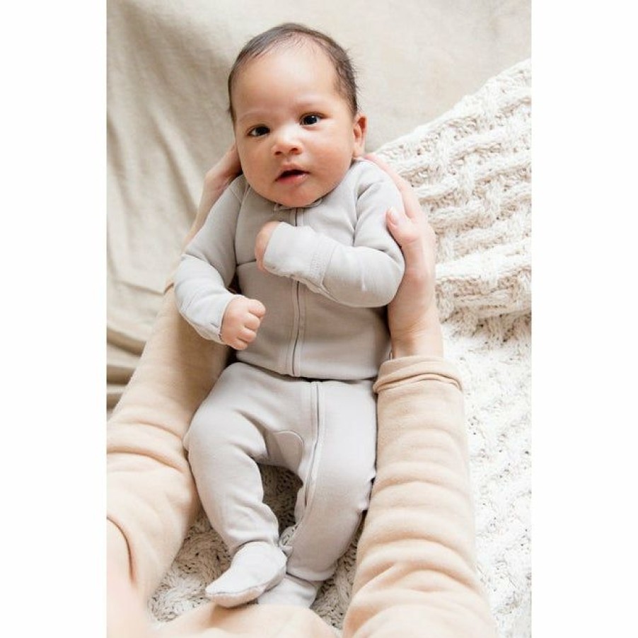 Clothing * | Loved Baby Light Gray Organic Cotton Zip Sleeper