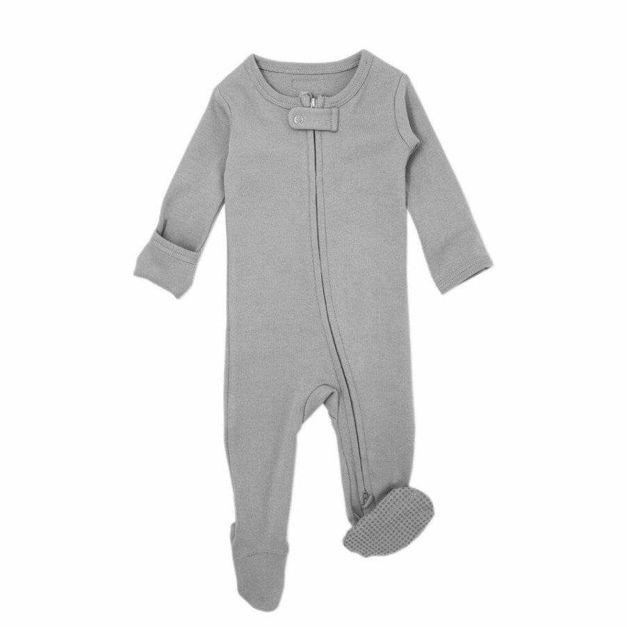 Clothing * | Loved Baby Light Gray Organic Cotton Zip Sleeper