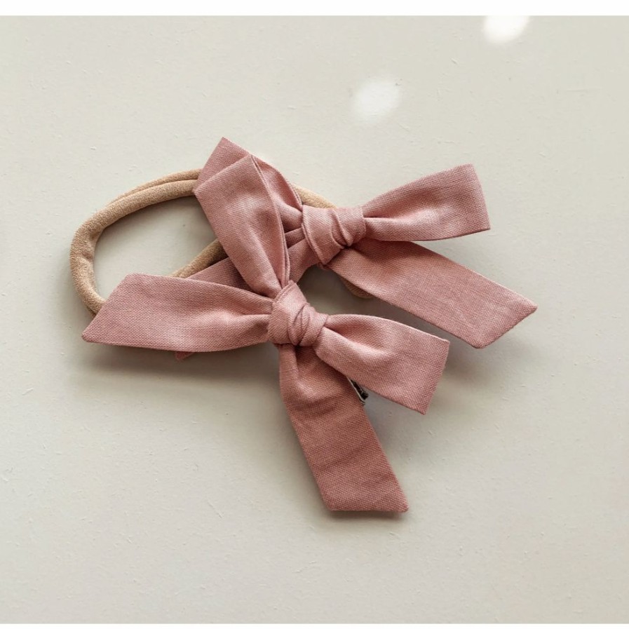 Headwear * | Mae + Skye Old Rose Petite Schoolgirl Bow Nylon Headband Headwear