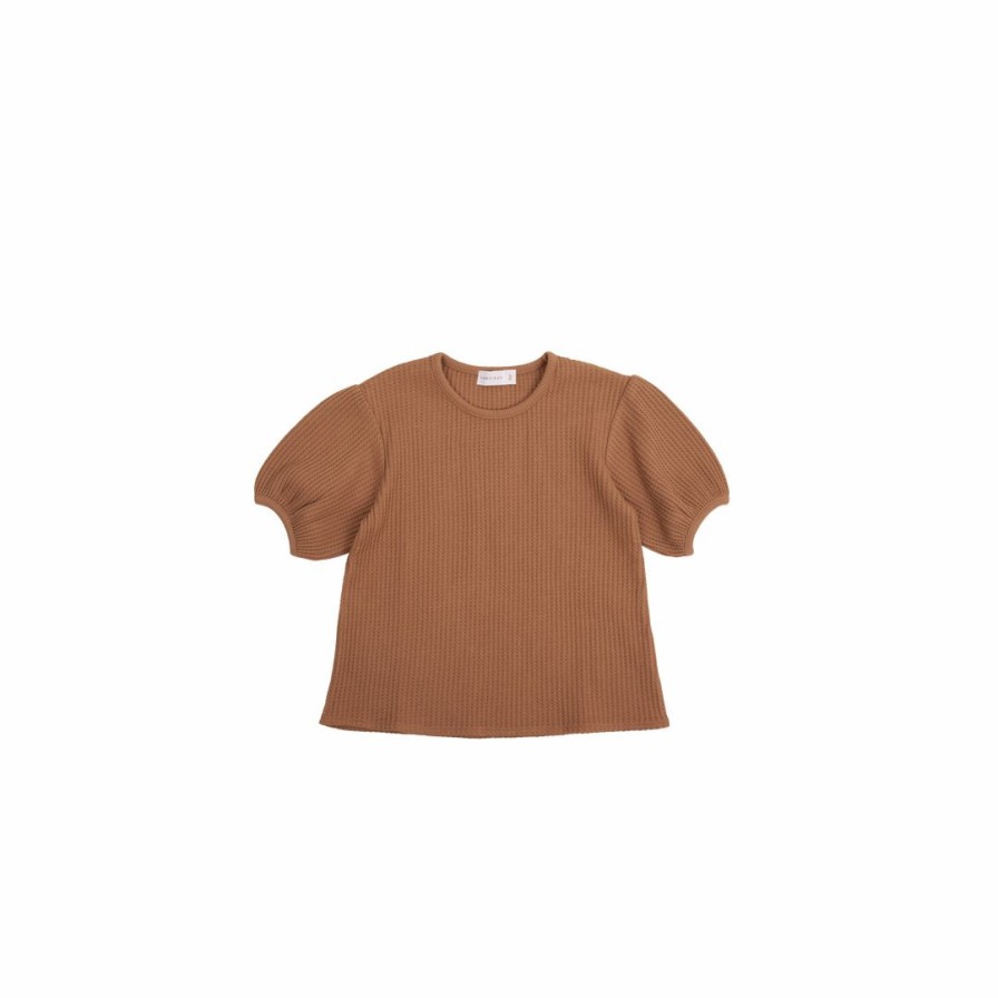 Clothing * | Jamie Kay Knits Light Russet Organic Cotton Waffle Knit Top