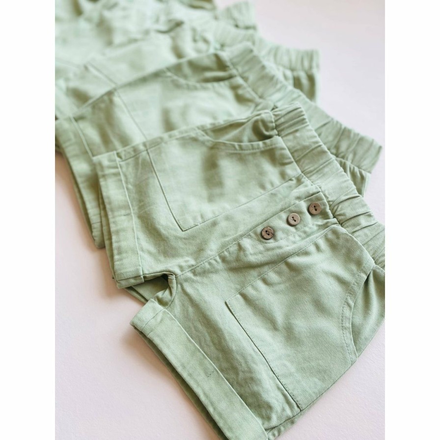 Clothing * | Eli + Nev Bottoms Mint Green Button Shorts