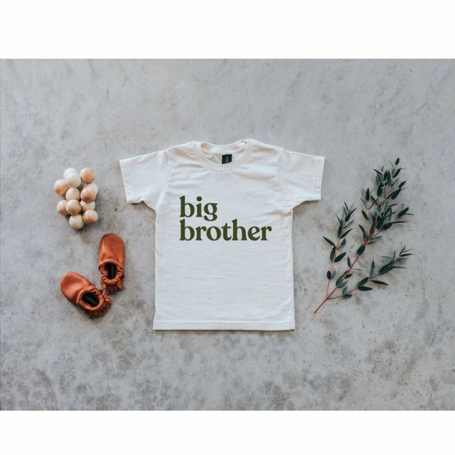 Clothing * | Gladfolk Big Brother Ivory + Olive Tee