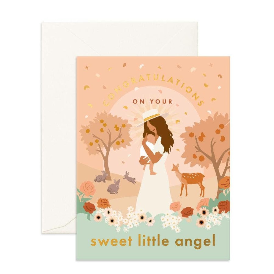 Party Time * | Fox + Fallow Sweet Little Angel Greeting Card Party Time