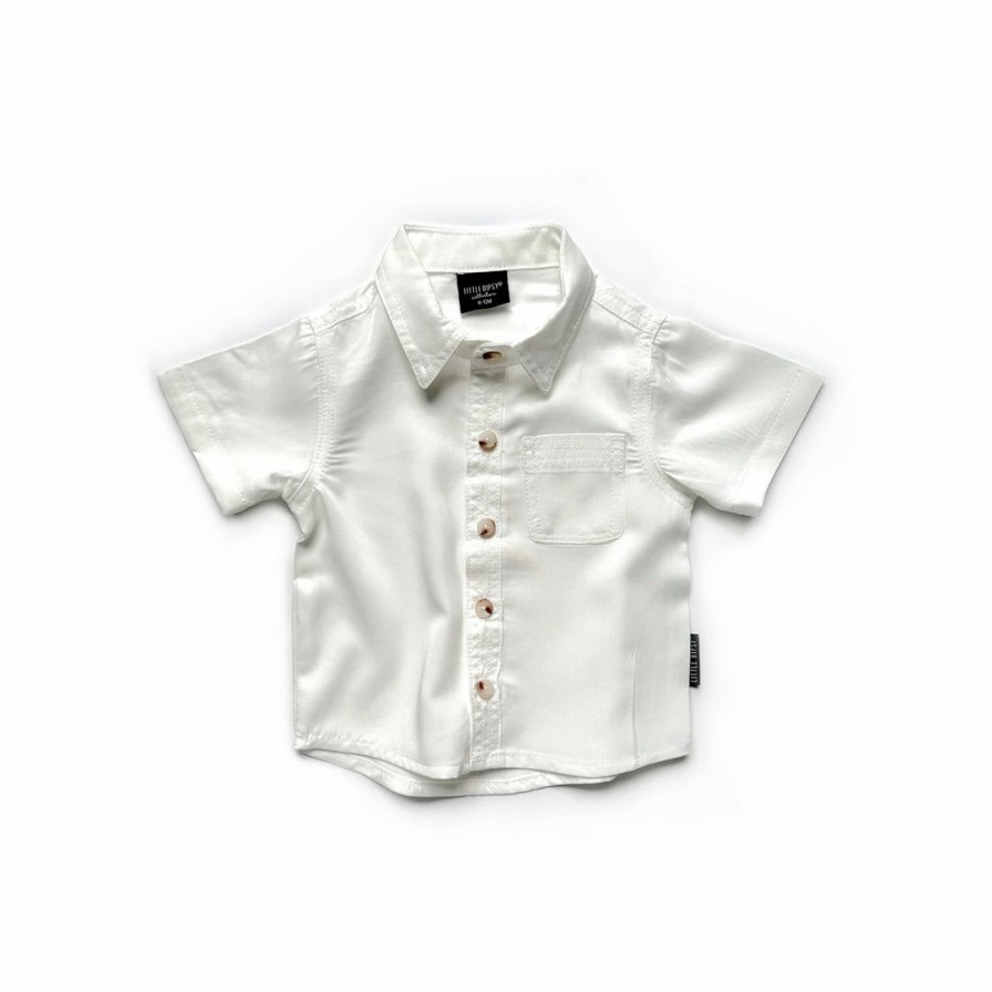 Clothing * | Little Bipsy Tops White Button Up Tee