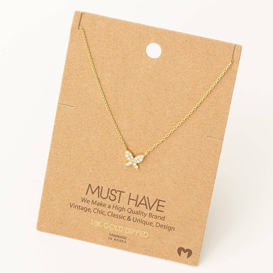 Women * | Fame Accessories Necklaces Mini Butterfly Charm Necklace