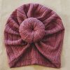 Headwear * | Minikane Headwear Dusty Mauve Knotted Bow Turban Hat