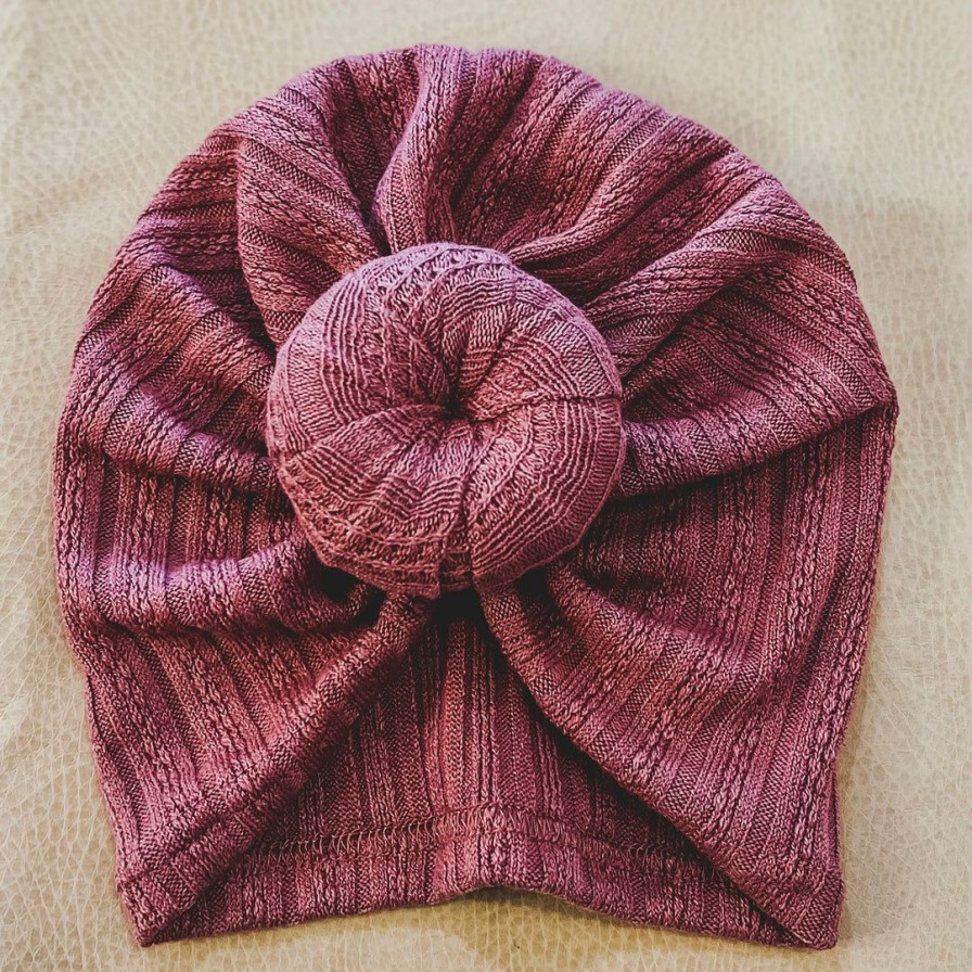 Headwear * | Minikane Headwear Dusty Mauve Knotted Bow Turban Hat