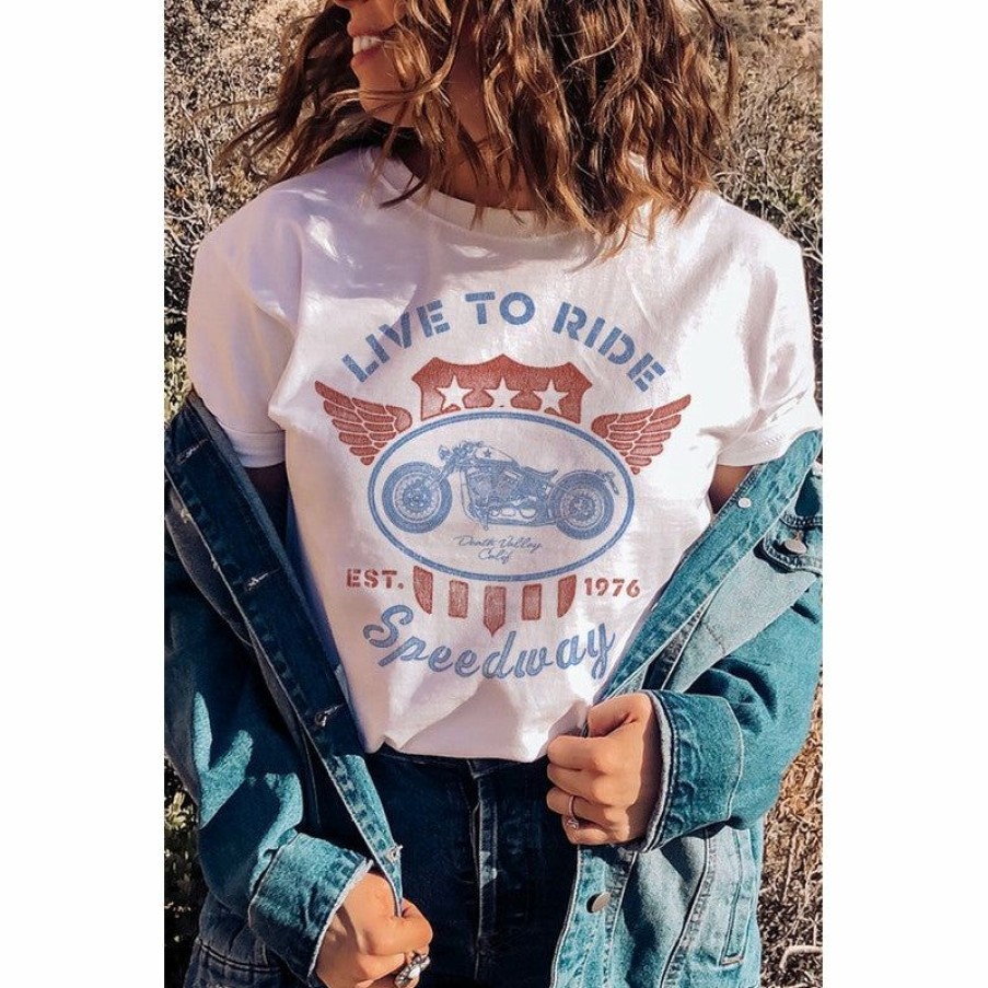 Women * | J+J Live To Ride Speedway White Tee