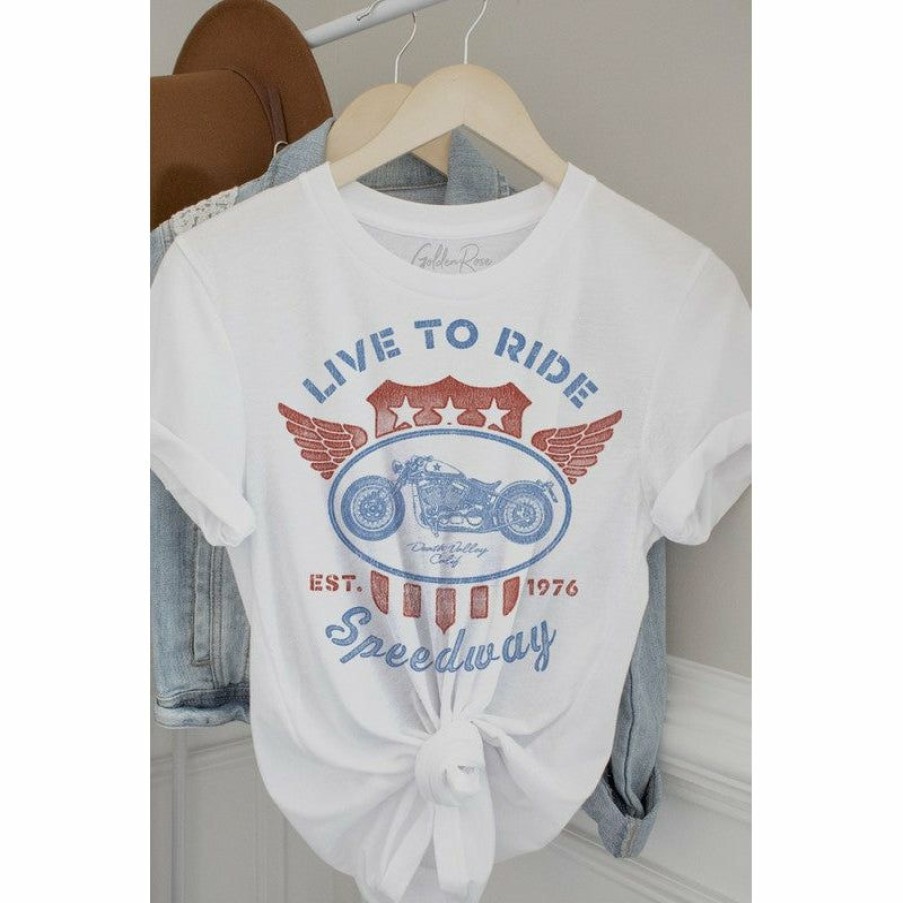 Women * | J+J Live To Ride Speedway White Tee