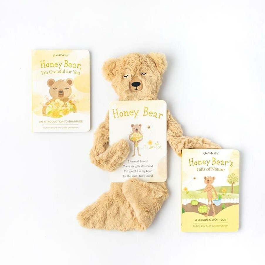 Dolls + Plushies * | Slumberkins Honey Bear Snuggler Book Bundle Gratitude Collection