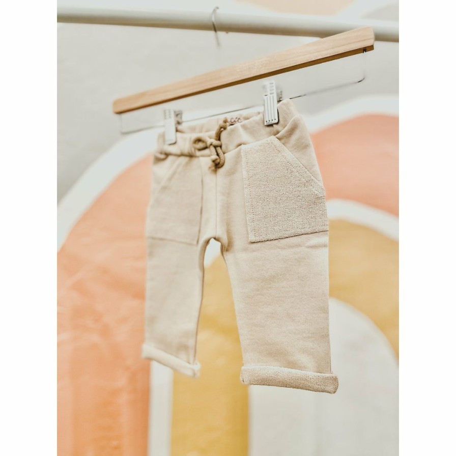 Clothing * | Evelina Apparel Bottoms Beige French Terry Sweatpants