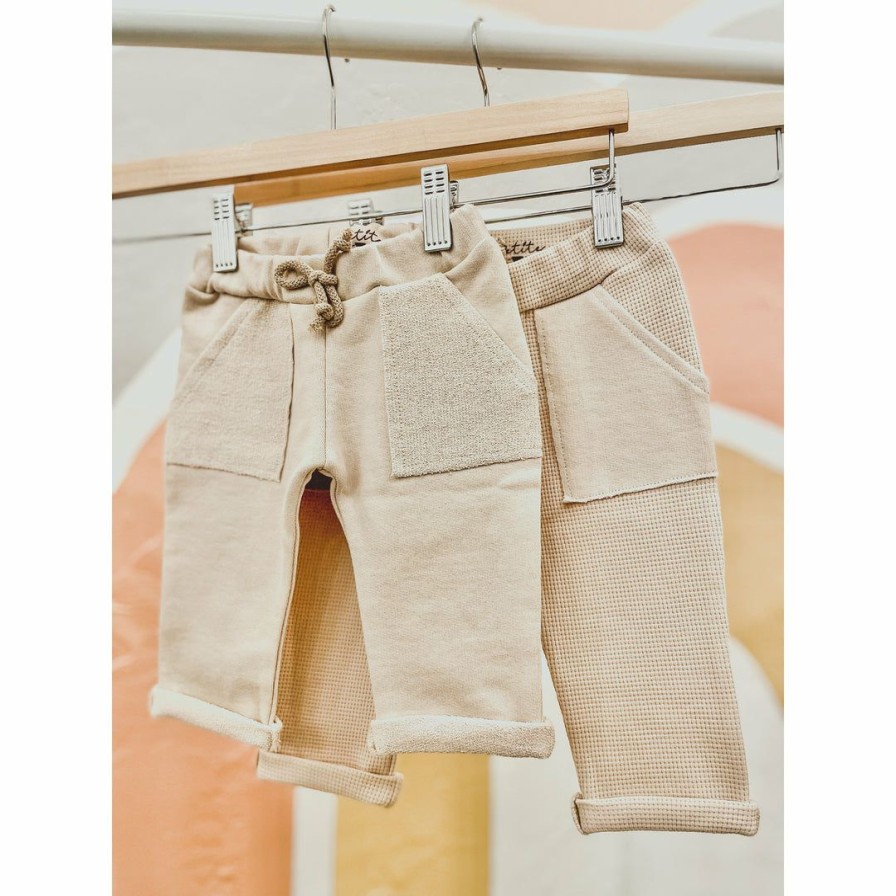 Clothing * | Evelina Apparel Bottoms Beige French Terry Sweatpants