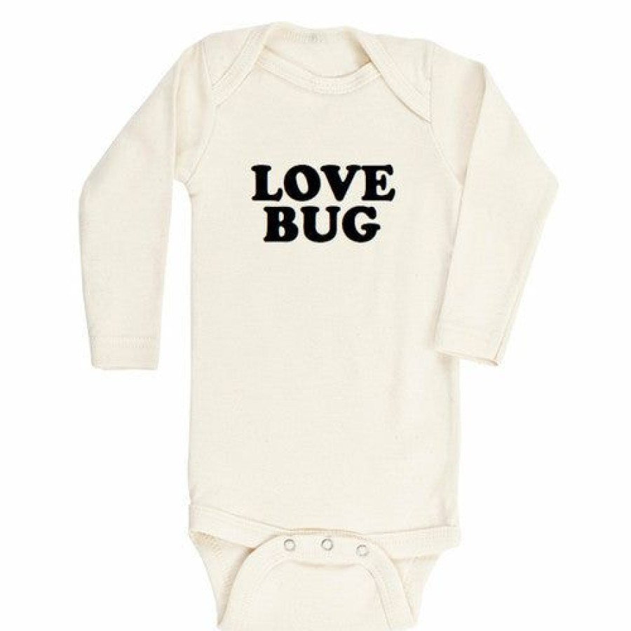 Clothing * | Tenth + Pine Bodysuits Love Bug Black + Natural Organic Long Sleeve Onesie