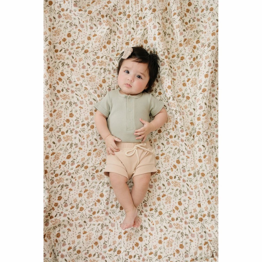 Clothing * | Mebie Baby Sage Organic Cotton Ribbed Snap Onesie