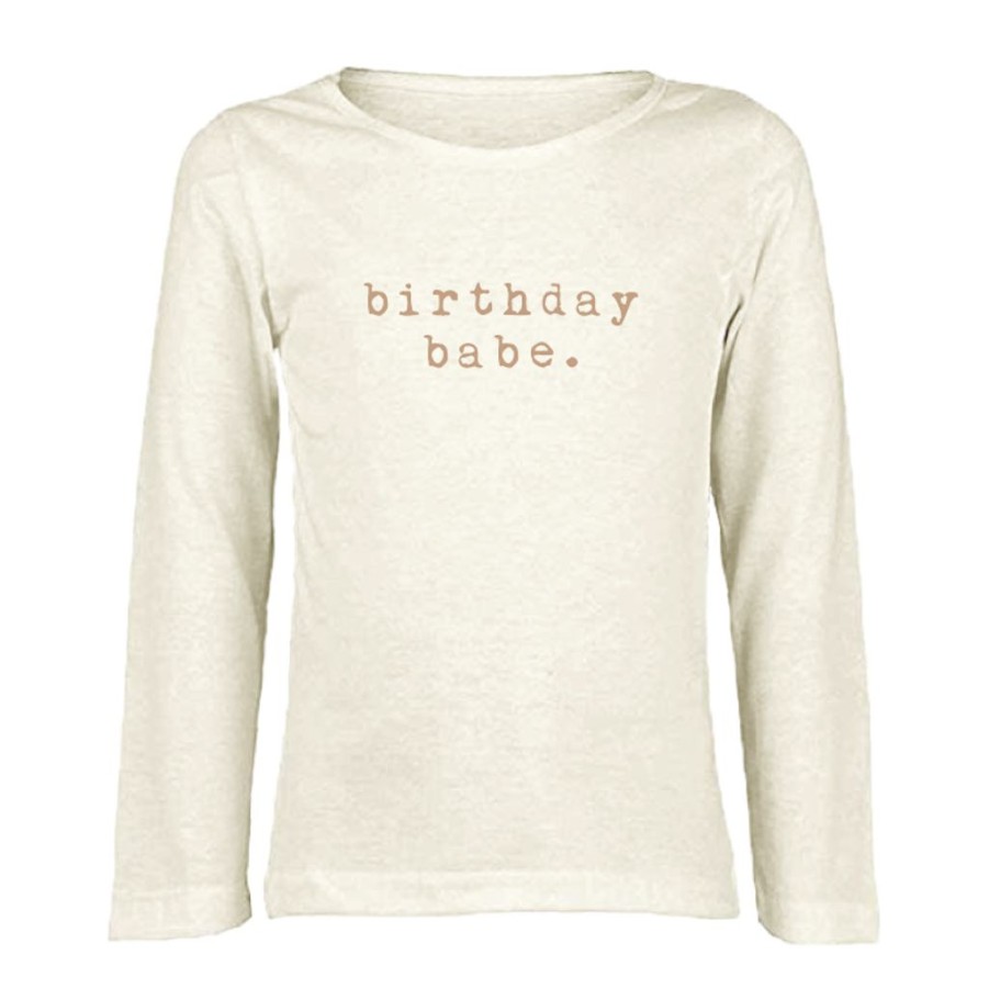 Clothing * | Tenth + Pine Tops Birthday Babe Clay + Natural Organic Long Sleeve Tee