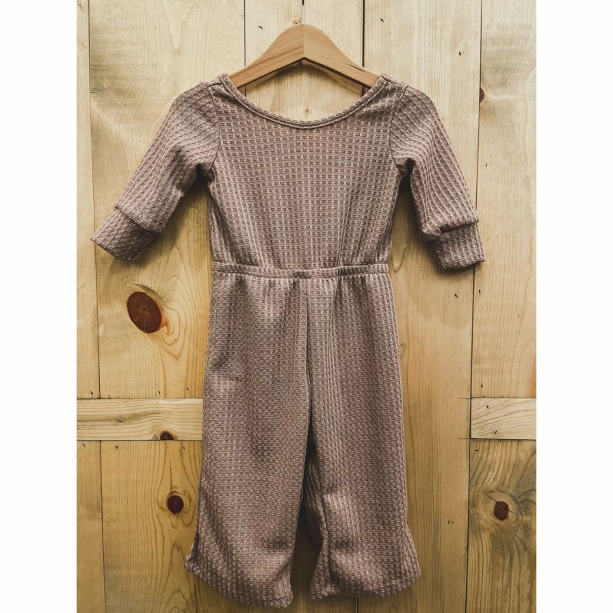 Clothing * | Black Sheep Mauve Textured Waffle Romper Dresses