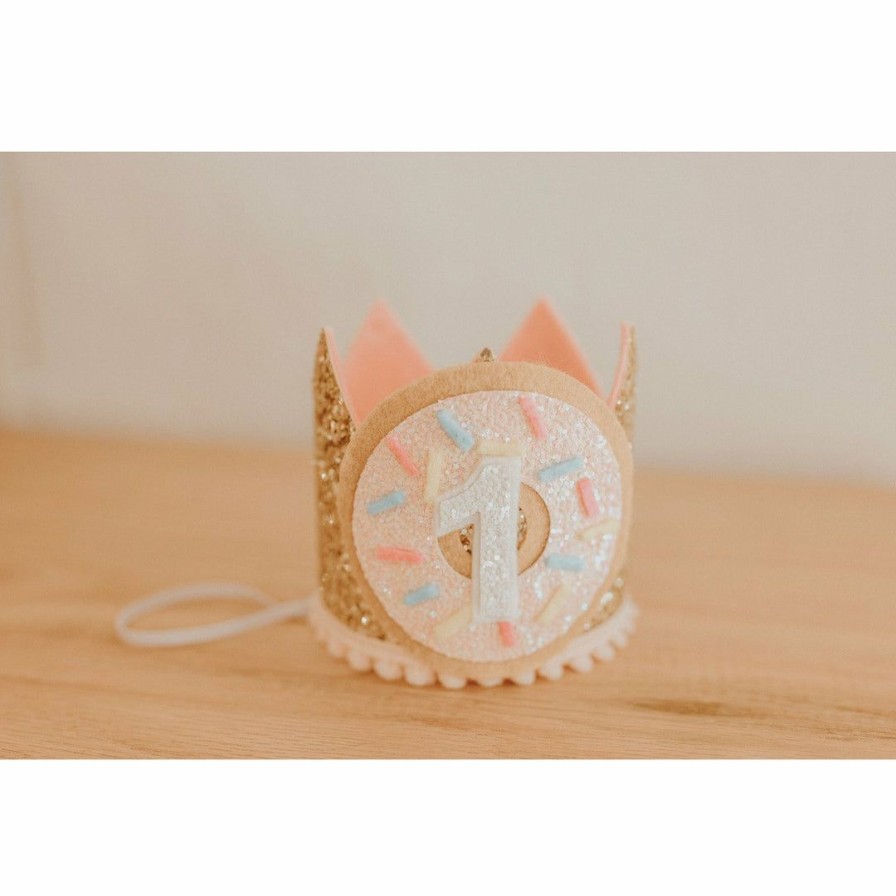 Party Time * | Cutest Little Party Party Time # 1 Gold Glitter + Donut + White Glitter Crown